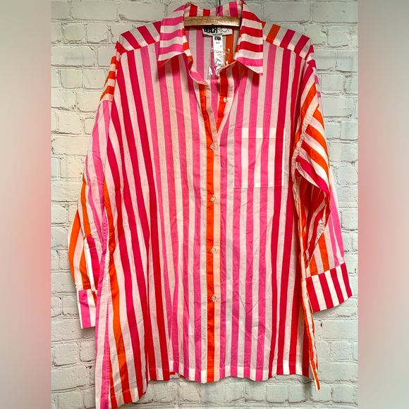 NWOT Beach Riot Alexa Vibrant Striped Button-Up Top Size S M 46” - Picture 5 of 7